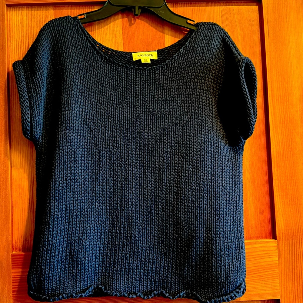Rag Poets Blue Boxy Sleeveless Sweater, XS, EUC